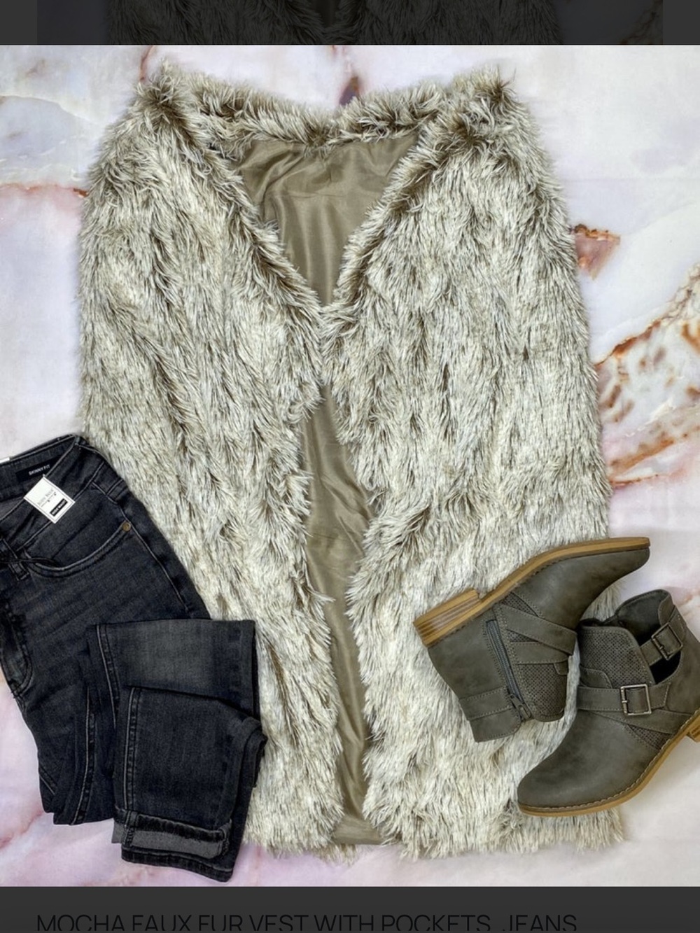 Mocha Faux Fur Vest - Soft Taupe